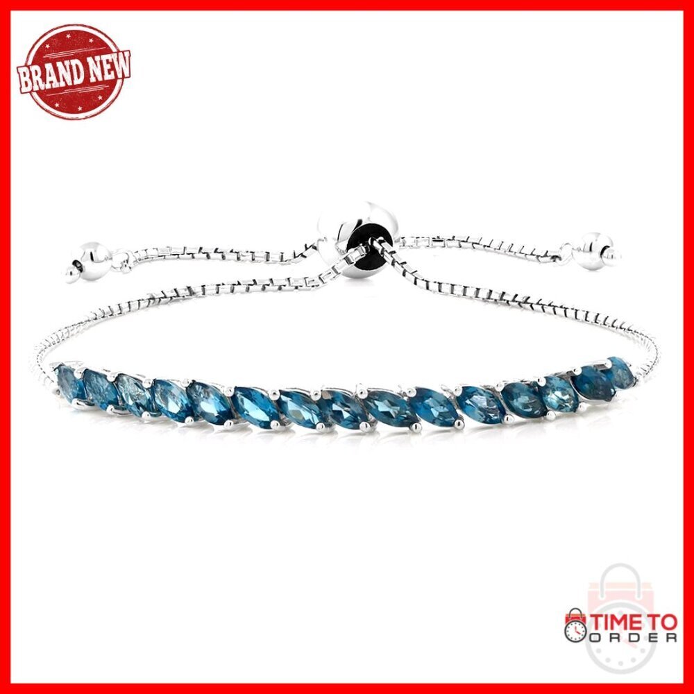 Sterling Silver Tennis Bracelet with 1.50ctw Gemstones, Adjustable